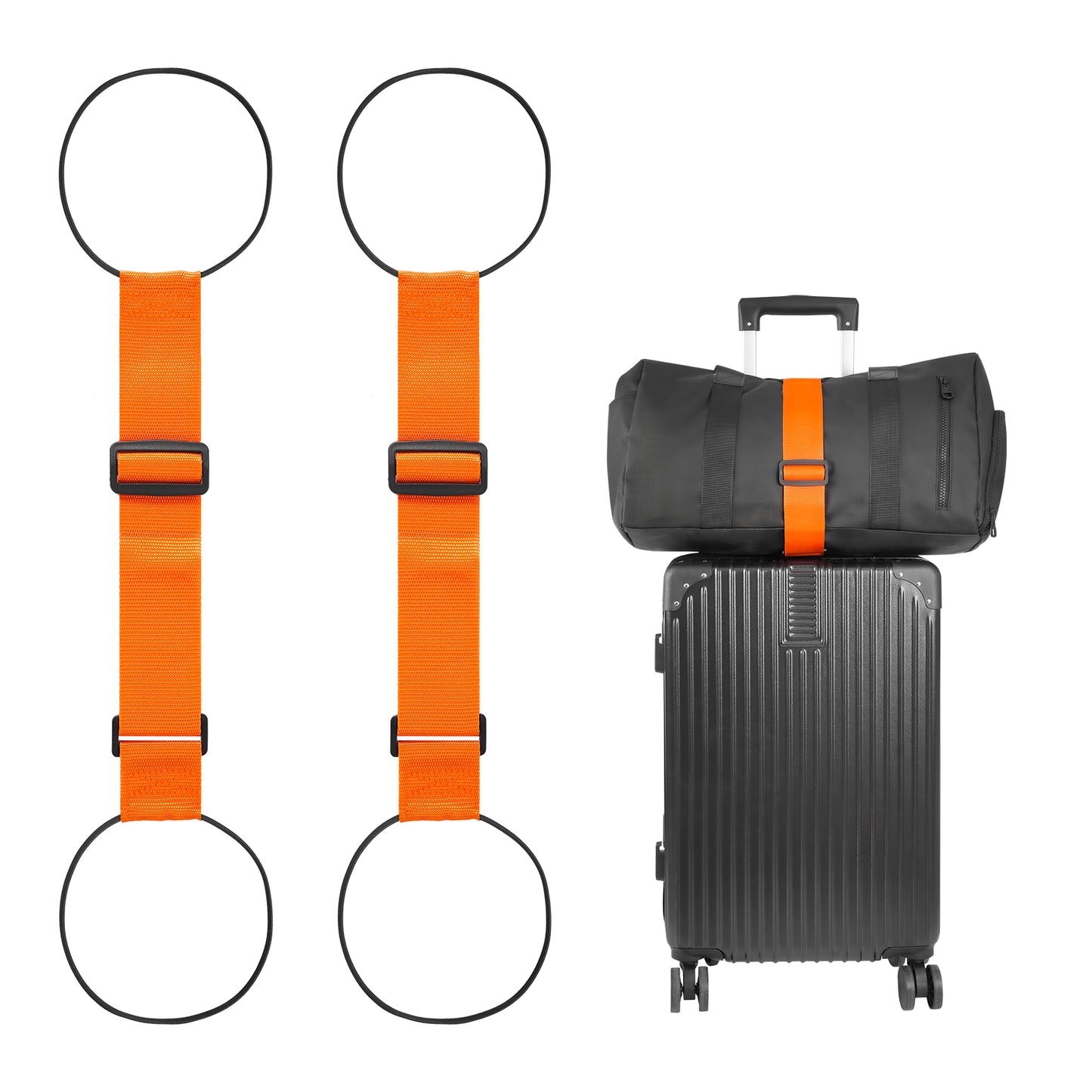 BILIONE Add a Bag Luggage Straps 2 Pack, Adjustable Bungee Elastic Belt to Connect Two Suitcases, Secure Carry On & Travel Essentials