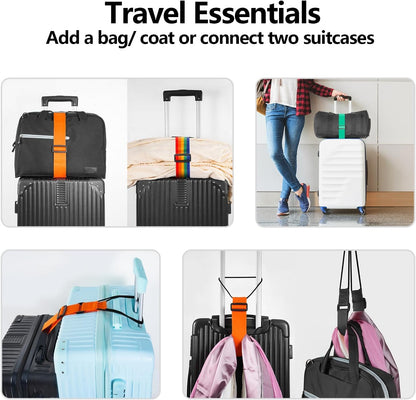 BILIONE Add a Bag Luggage Straps 2 Pack, Adjustable Bungee Elastic Belt to Connect Two Suitcases, Secure Carry On & Travel Essentials