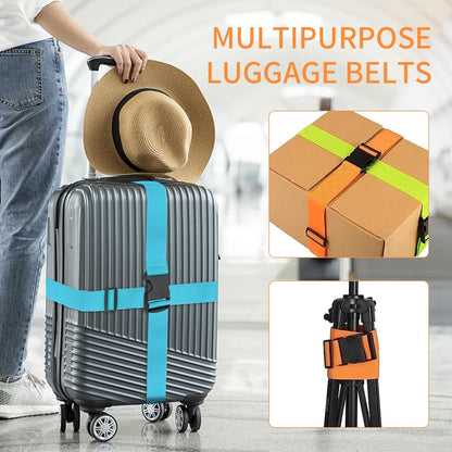 BILIONE 4 Pack Luggage Straps 79" Long Belts Keep Suitcase Secure While Traveling, TSA Approved Add a Bag Premium Accessory for Travel Bag Closure