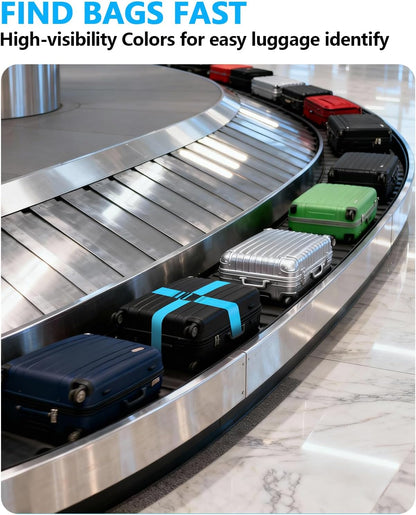 BILIONE 3Pcs Luggage Straps Set - 2 Suitcase Straps 70'' Long and 1 Add A Bag Strap, Adjustable Luggage Identifiers Nylon Travel Belt
