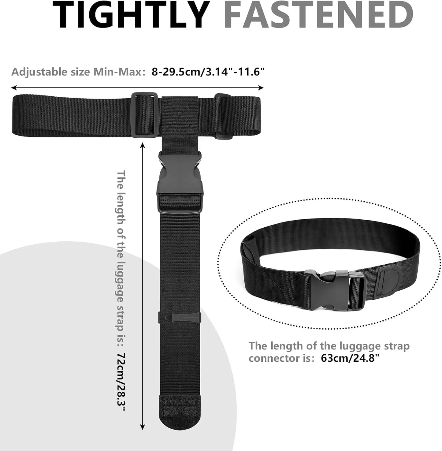 BILIONE Luggage Connector Straps, Suitcase Straps to Connect 3 Suitcases ＆ Add A Bag, Luggage Straps for Suitcases Adjustable Buckle Belt