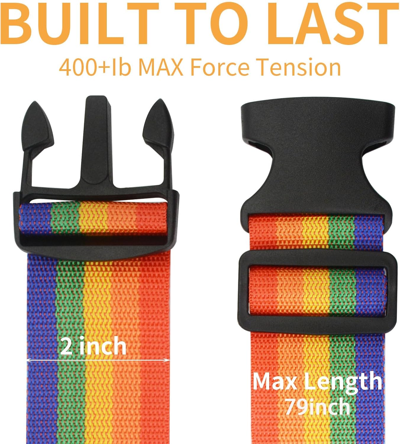 BILIONE 4 Pack Luggage Straps 79" Long Belts Keep Suitcase Secure While Traveling, TSA Approved Add a Bag Premium Accessory for Travel Bag Closure
